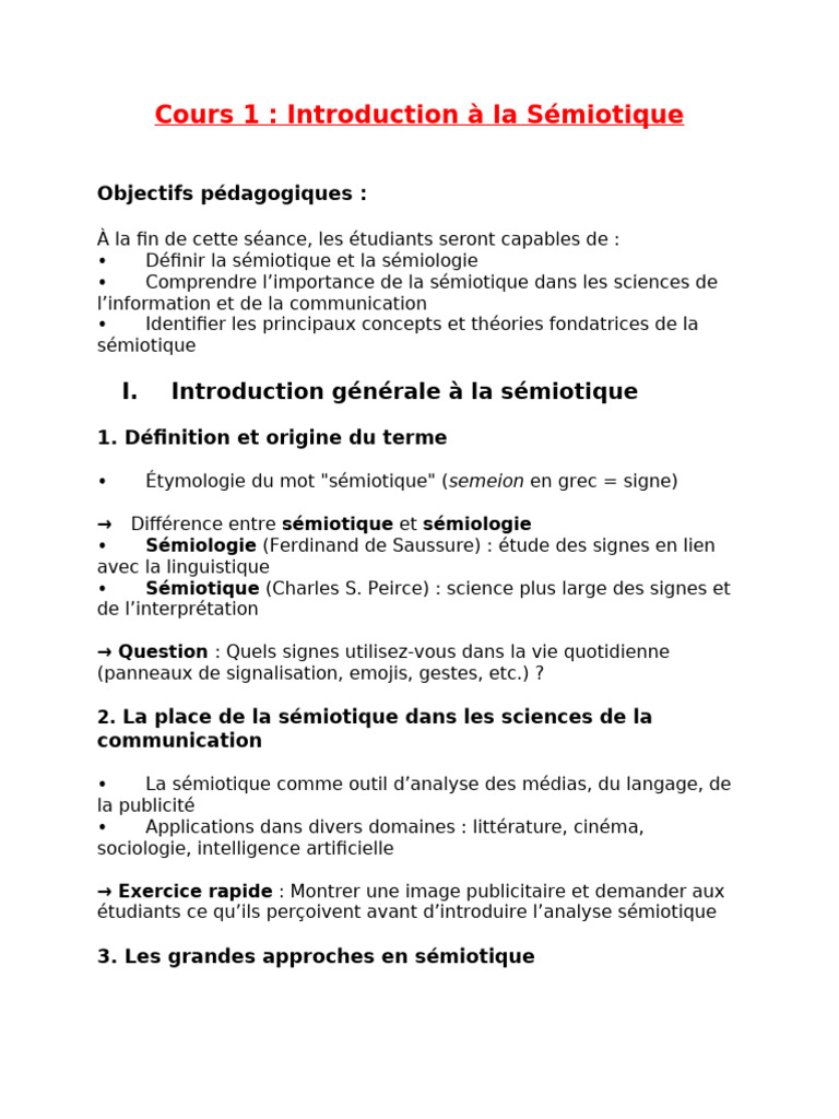 Introduction à la Sémiotique | PDF | Sémiotique | la communication