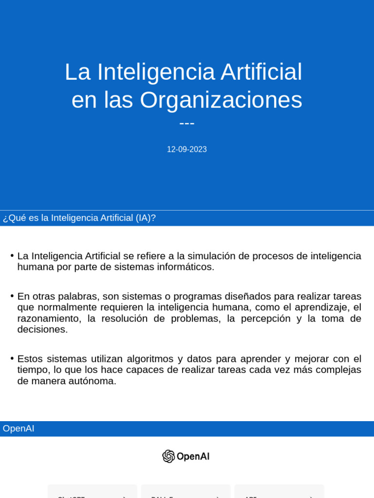 Impacto de la IA en Organizaciones | PDF | Inteligencia artificial ...