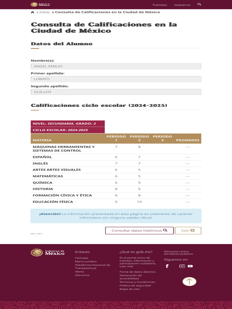 Consulta de Calificaciones Secundaria CDMX | PDF