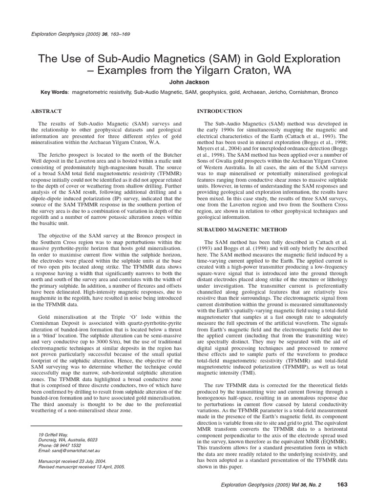 SAM Method in Yilgarn Gold Exploration | PDF | Magnetometer ...