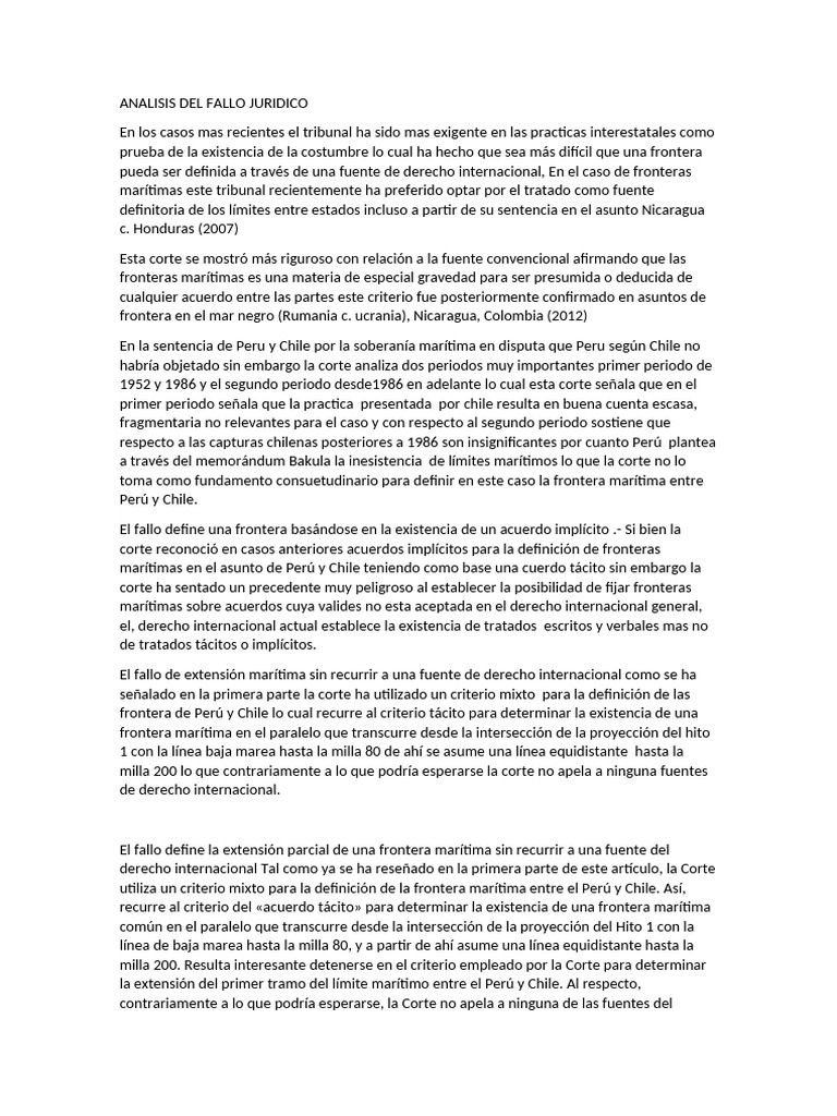 Análisis del fallo sobre fronteras marítimas | PDF | Tratado | Justicia