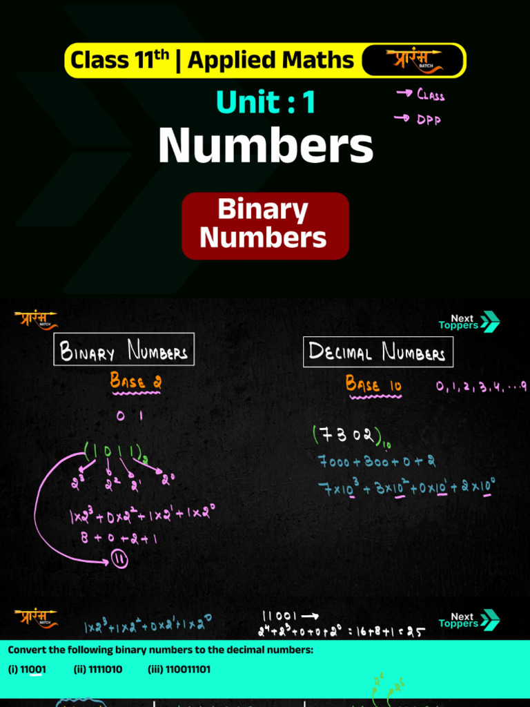 Numbers - Binary Numbers - L1 | PDF