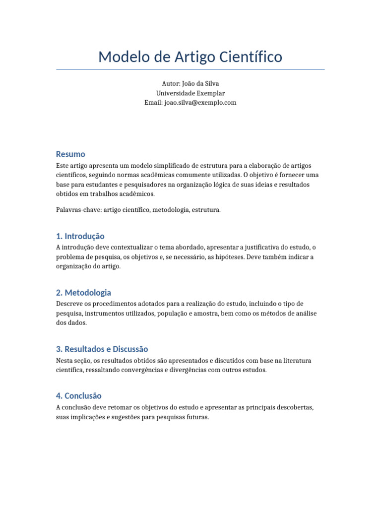 Modelo Simplificado de Artigo Científico | PDF