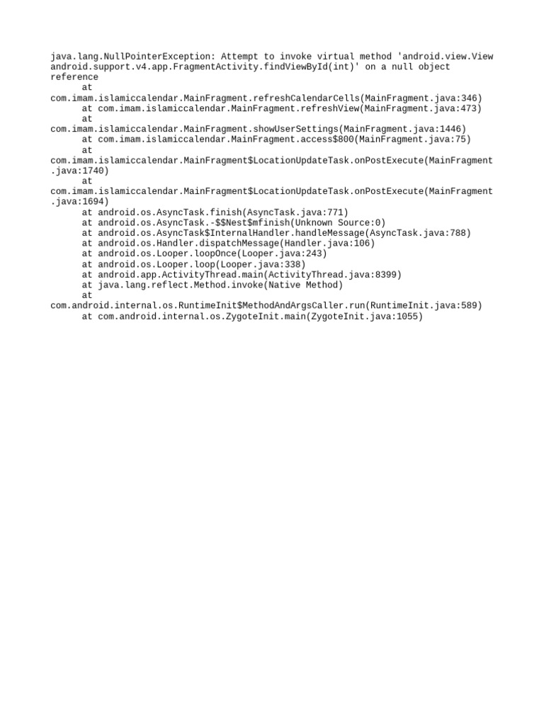 NullPointerException in Android Fragment | PDF