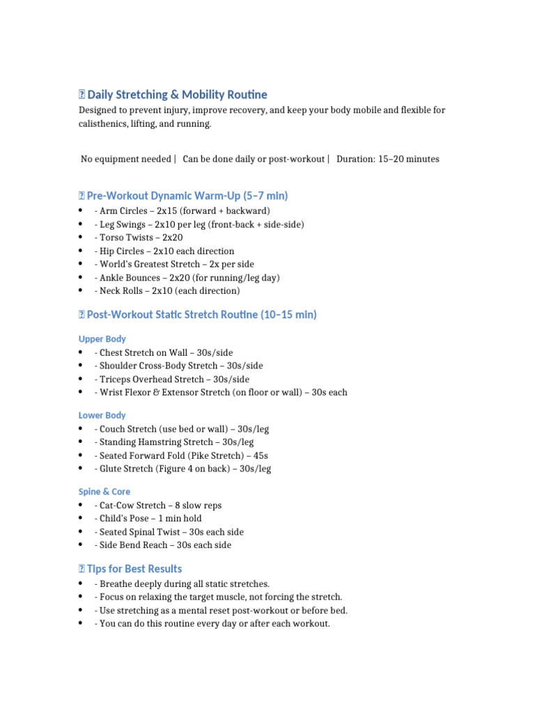 Daily Mobility & Stretch Routine PDF | PDF