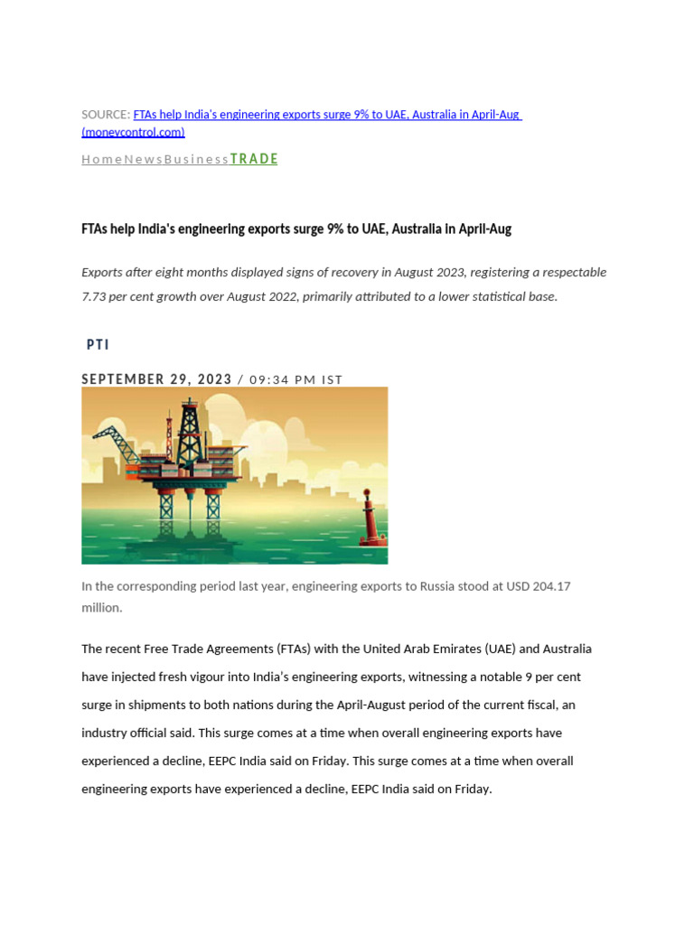 FTAs and India Australie Trade | PDF | International Relations | World ...