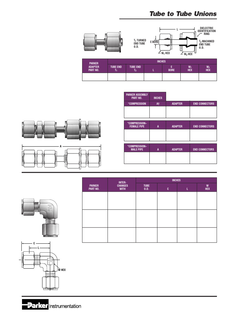 Parker Tube and Adapter Specifications | PDF | Materials | Transparent ...