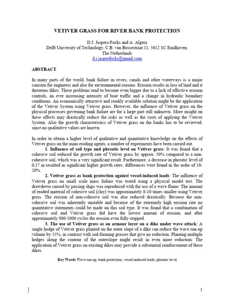 Vetiver Grass for Erosion Control | PDF | Erosion | Soil