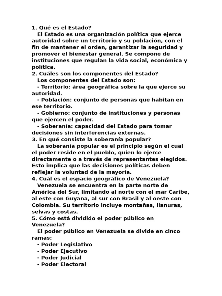 Estructura y Poder del Estado en Venezuela | PDF | Ejecutivo (gobierno ...