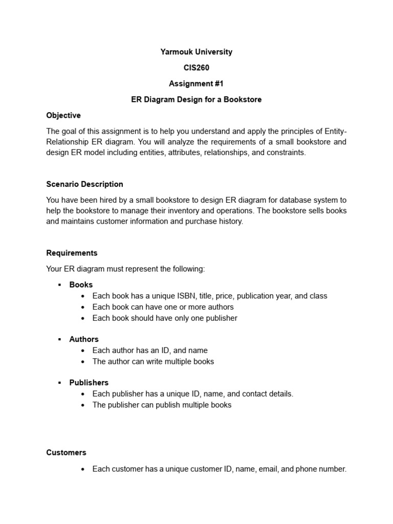 ER Diagram for Bookstore Management | PDF
