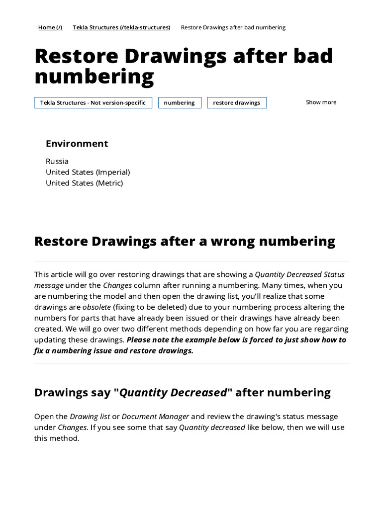Restore Drawings After Numbering Issues | PDF | Computing | Software