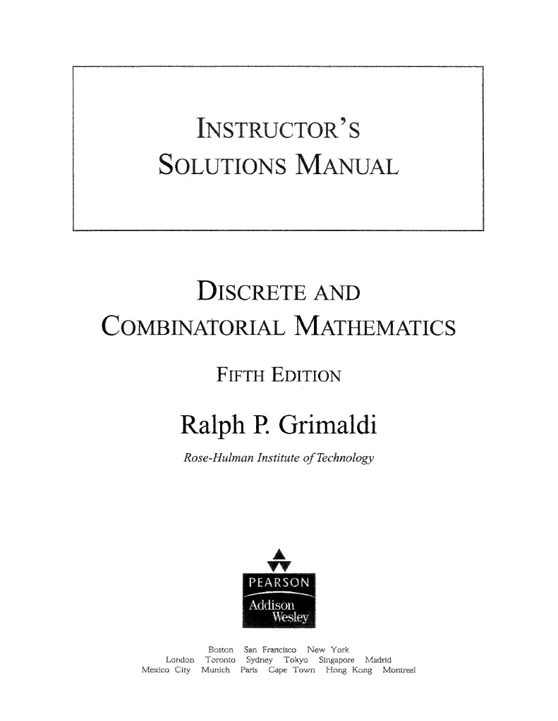 Discrete and Rial Mathematics (An Applied Introduction) 5E - Ralph P ...