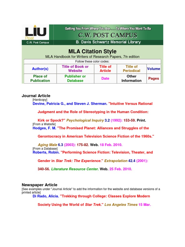 Mla Citation Style Star Trek Websites