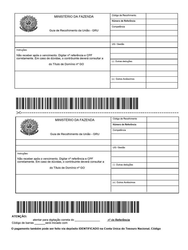 Guia de Recolhimento da União - GRU | PDF