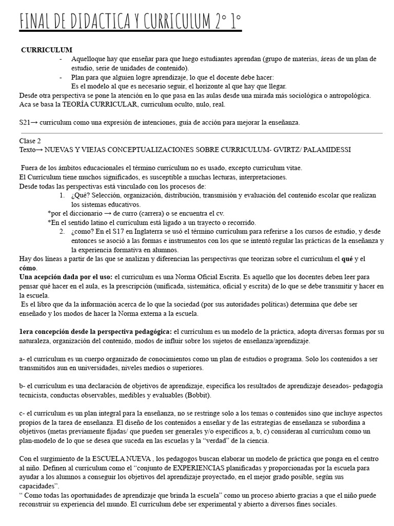 Teoría y Práctica del Currículum Escolar | PDF | Plan de estudios ...