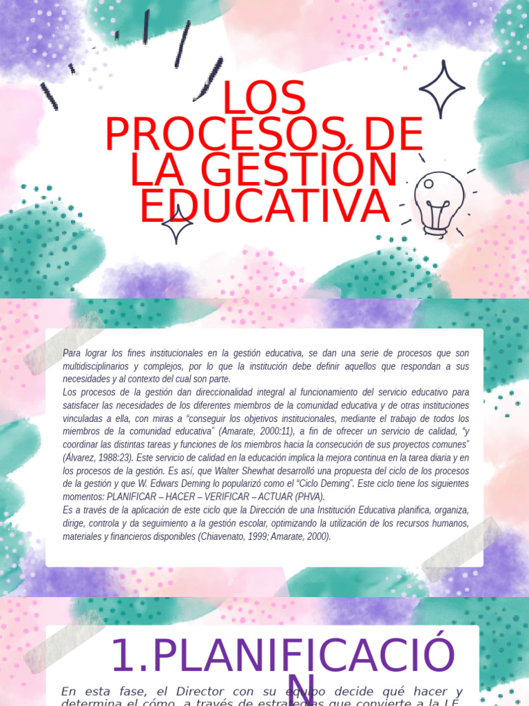 Los Procesos de La Gestión Educativa | PDF | Planificación
