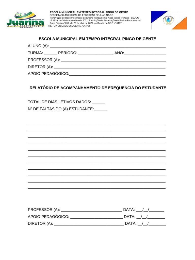 Relatório de Frequência Escolar | PDF