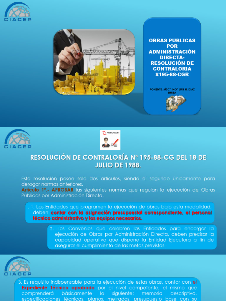 Adm. Directa - Asistente Tecnico Del Residente de Obras Públicas | PDF ...