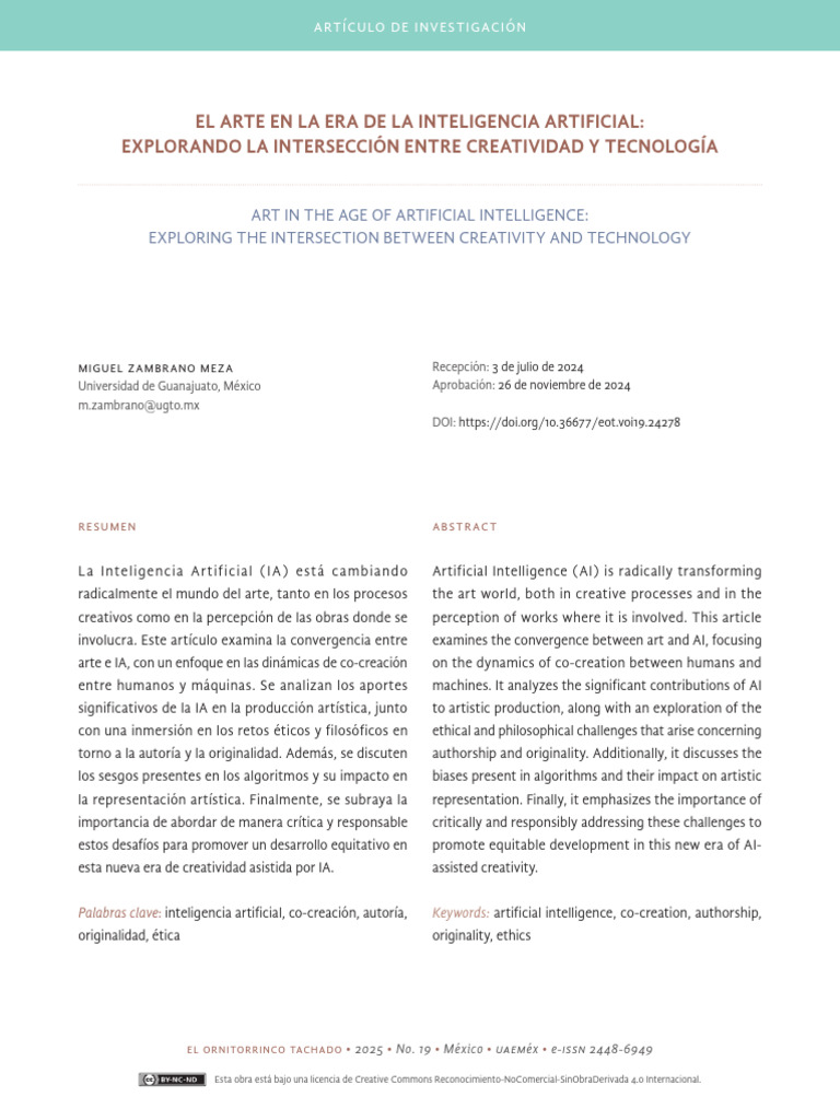 Arte y IA: Creatividad y Ética en 2025 | PDF | Inteligencia artificial ...