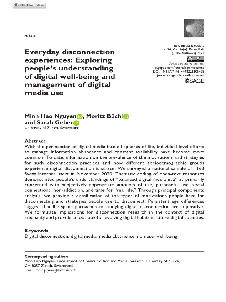 Digital Disconnection and Well-Being Insights | PDF | Sampling ...