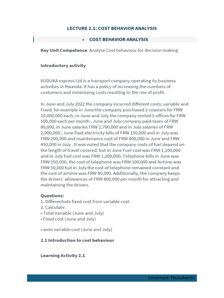 Dac2202 Management Accounting Marginal Cost and Breakeven Analysis 13. ...