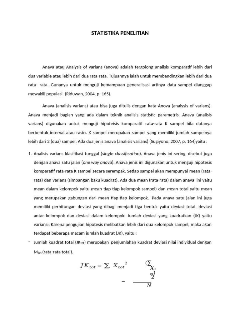 Anava Satu Jalur One Way Anova | PDF