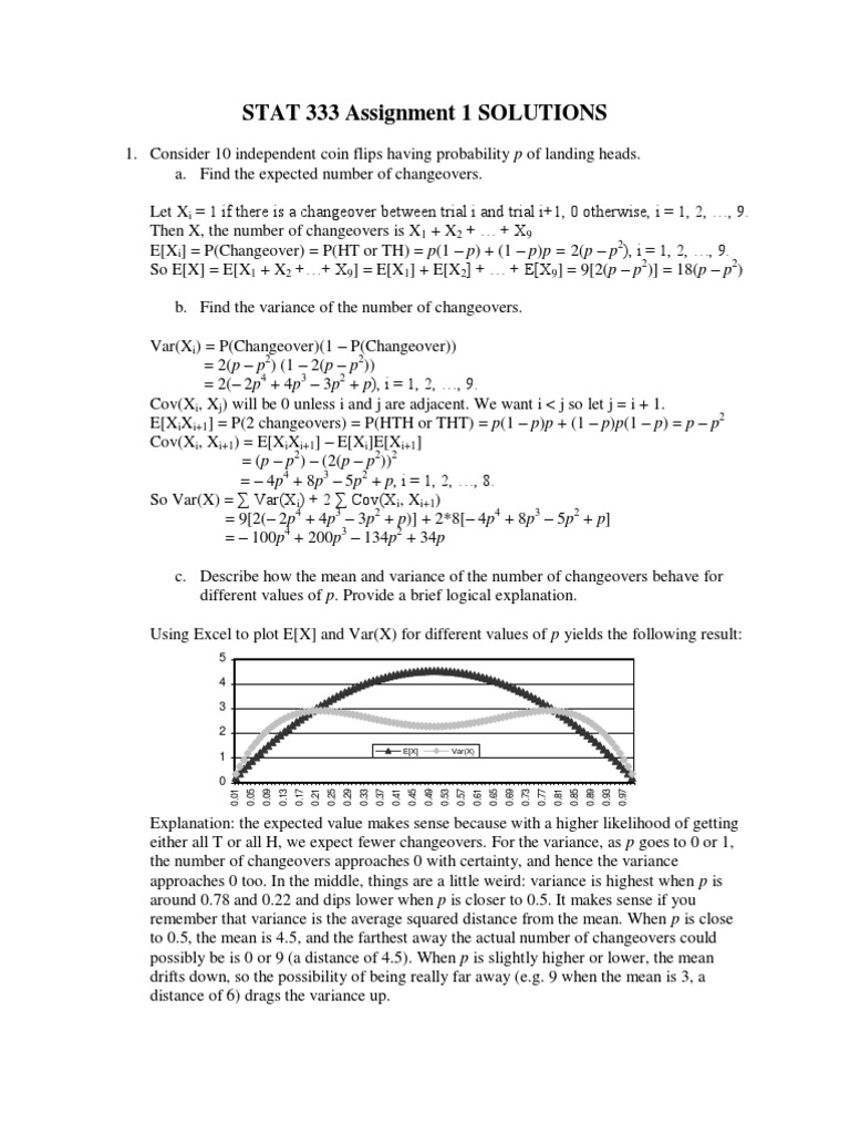 STAT 333 Assignment 1 Solutions | PDF | Variance | Statistical Theory