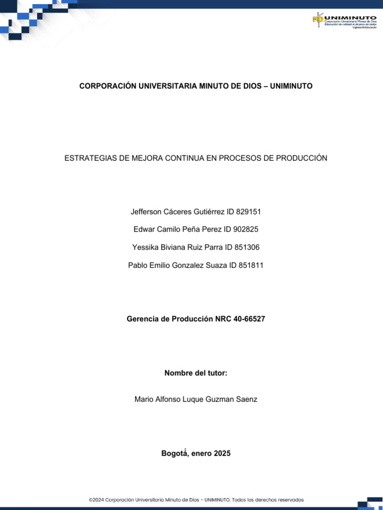 Mejora Continua en Producción ISO 9001 | PDF | Gestión de la calidad ...
