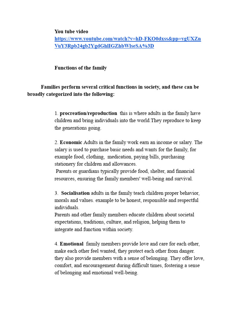 Functions of The Family | PDF