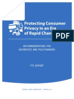 FTC Report: Protecting Consumer Privacy in An Era of Rapid Change