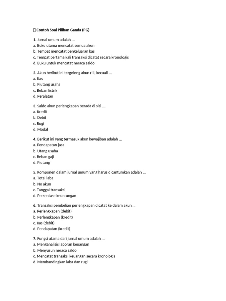 Soal Pilihan Ganda Jurnal Umum | PDF