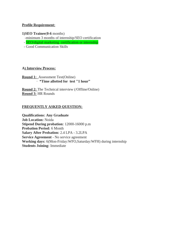 Appinventiv SEO Internship Details | PDF