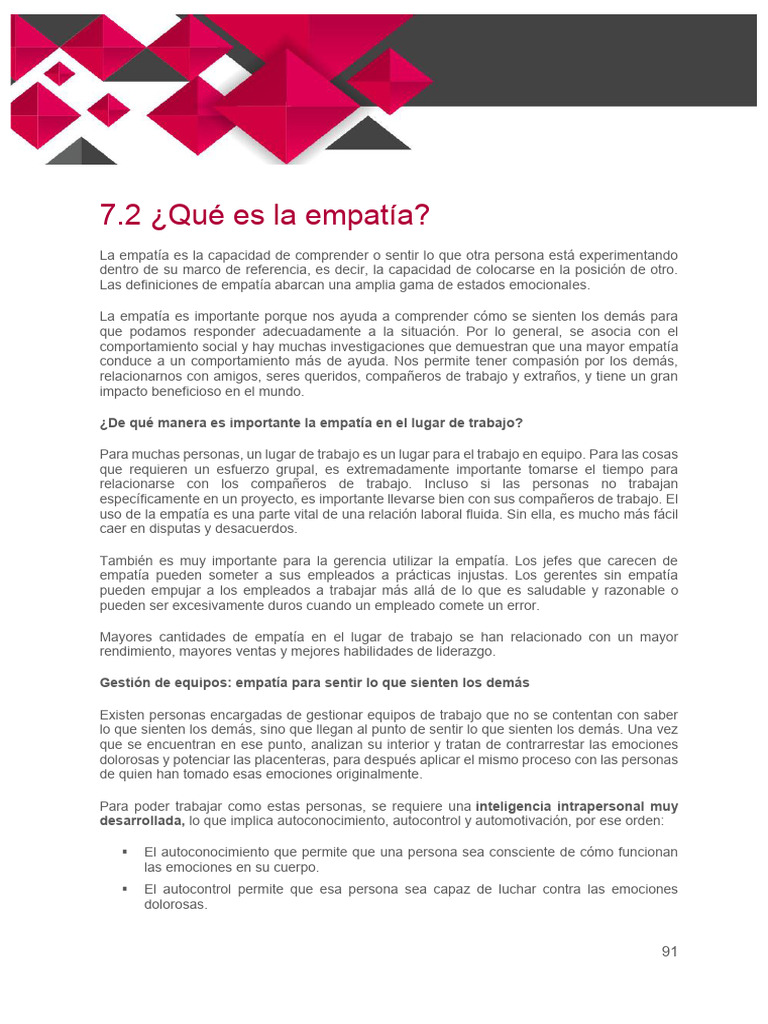 Empatía en el Trabajo y la Educación | PDF | Empatía | Las emociones