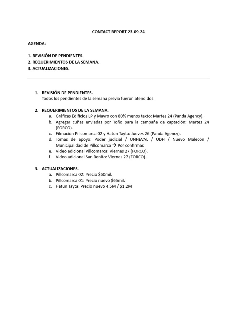 Contact Report 23-09-24 | PDF