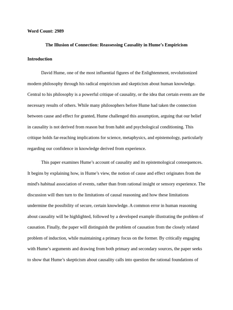 Hume's Causality: A Skeptical Analysis | PDF | Inductive Reasoning ...