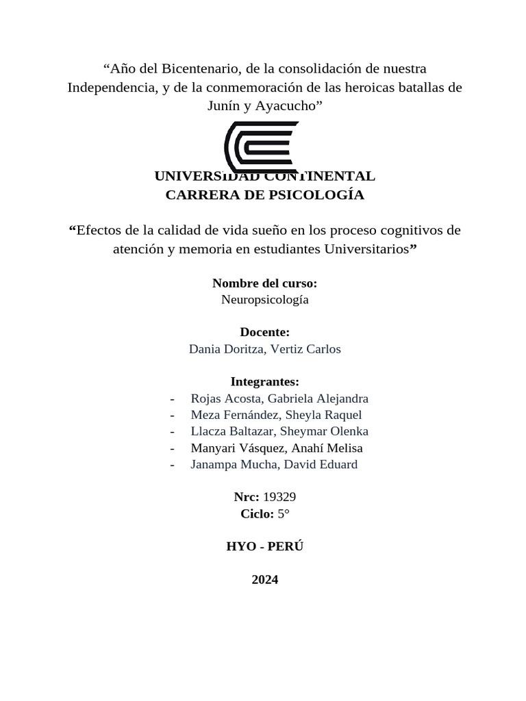 Calidad del Sueño y Cognición en Estudiantes | PDF | Dormir | Las emociones