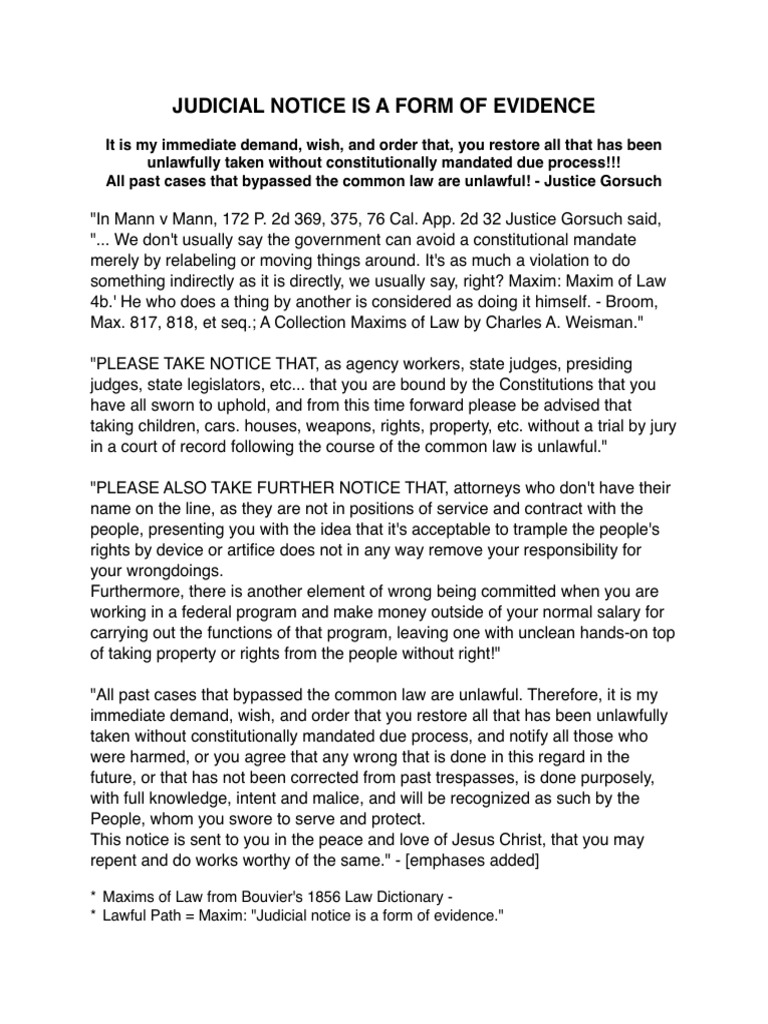 Restoring Rights Through Judicial Notice | PDF | Common Law | Justice