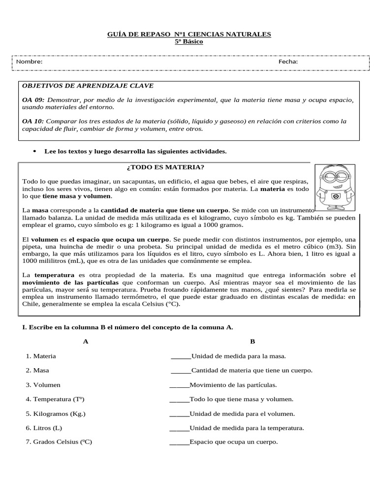 Guía 1 de Repaso 5° | PDF | Litro | Importar