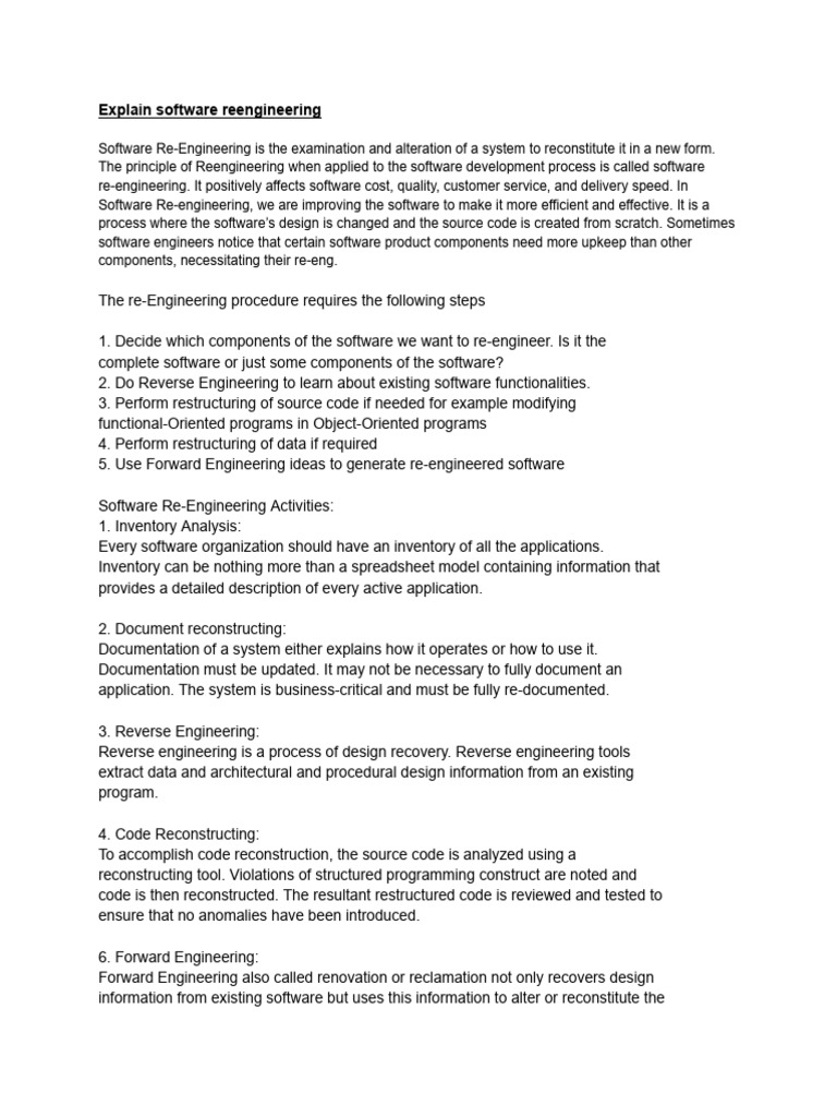 Understanding Software Re-Engineering Concepts | PDF | Software Testing ...