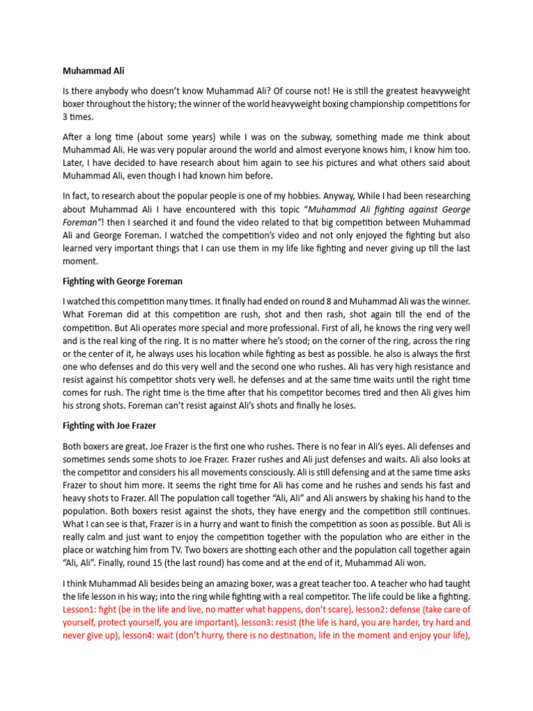 Life Lessons from Muhammad Ali's Fights | PDF | Muhammad Ali | Ali