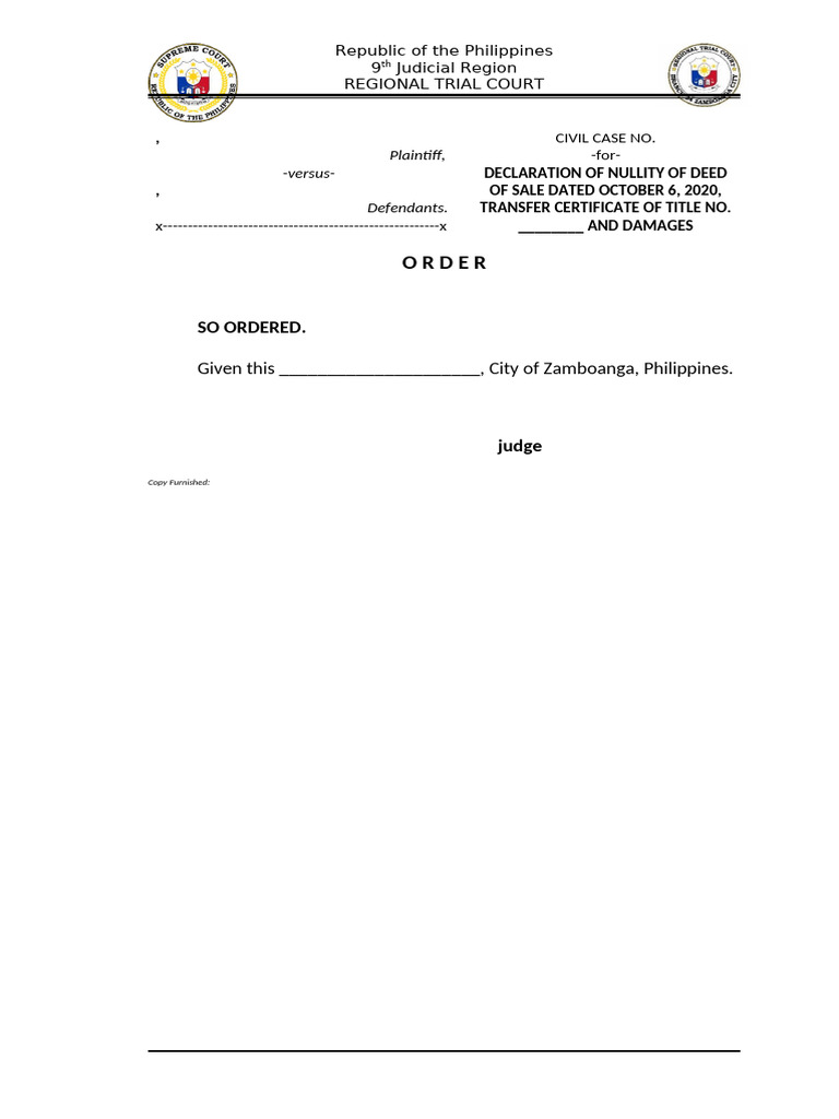 Sample ORDER - TEMPLATE FOR AJ | PDF