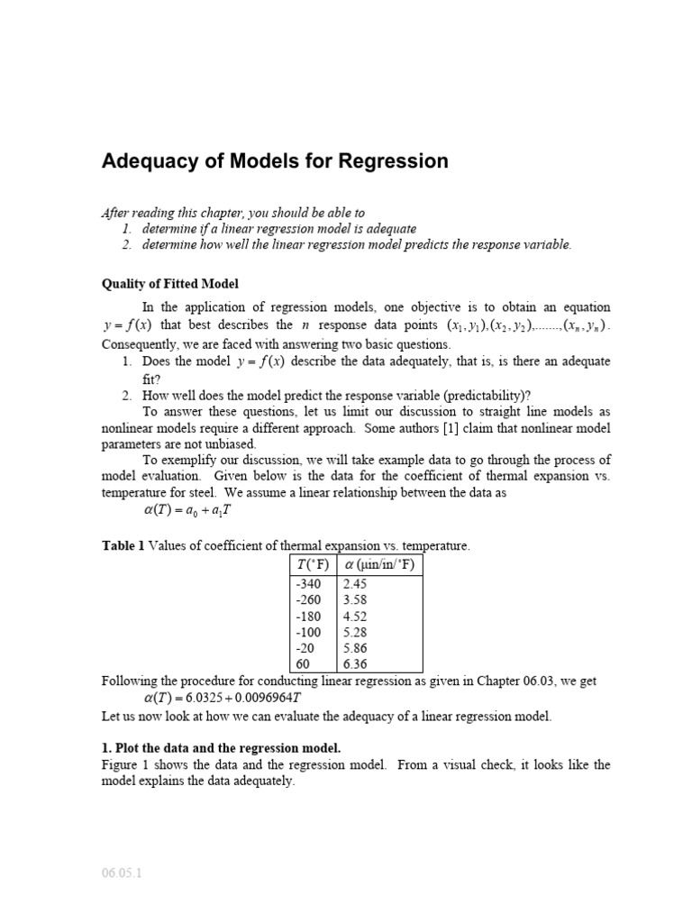 Evaluating Linear Regression Model Adequacy | PDF | Errors And ...