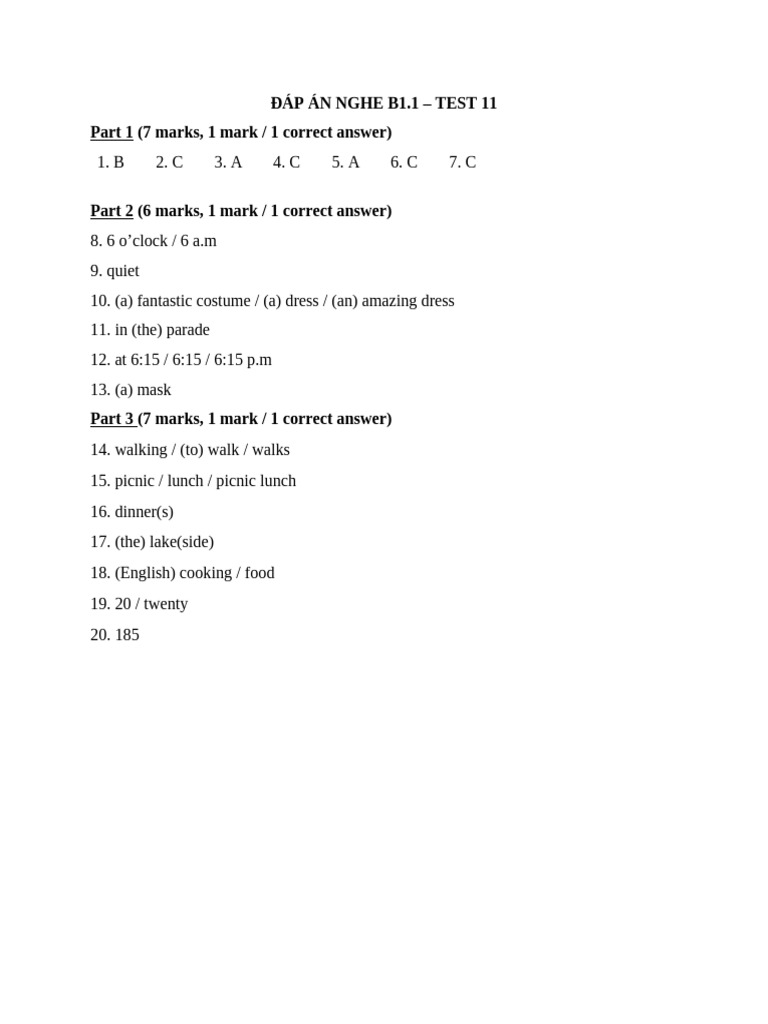 Key - Test 11 - 2023 (Listening) | PDF