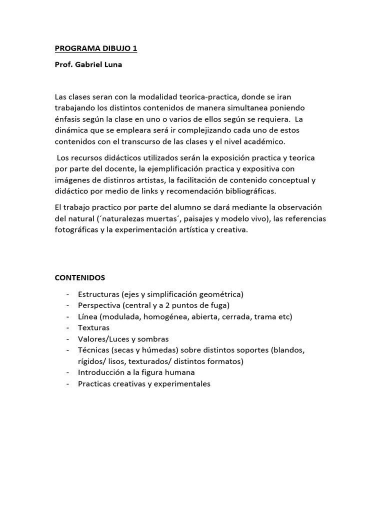Programa Dibujo 1 | PDF