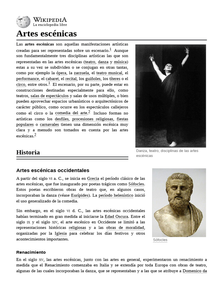 Historia de las Artes Escénicas | PDF | Las artes escénicas | Teatro