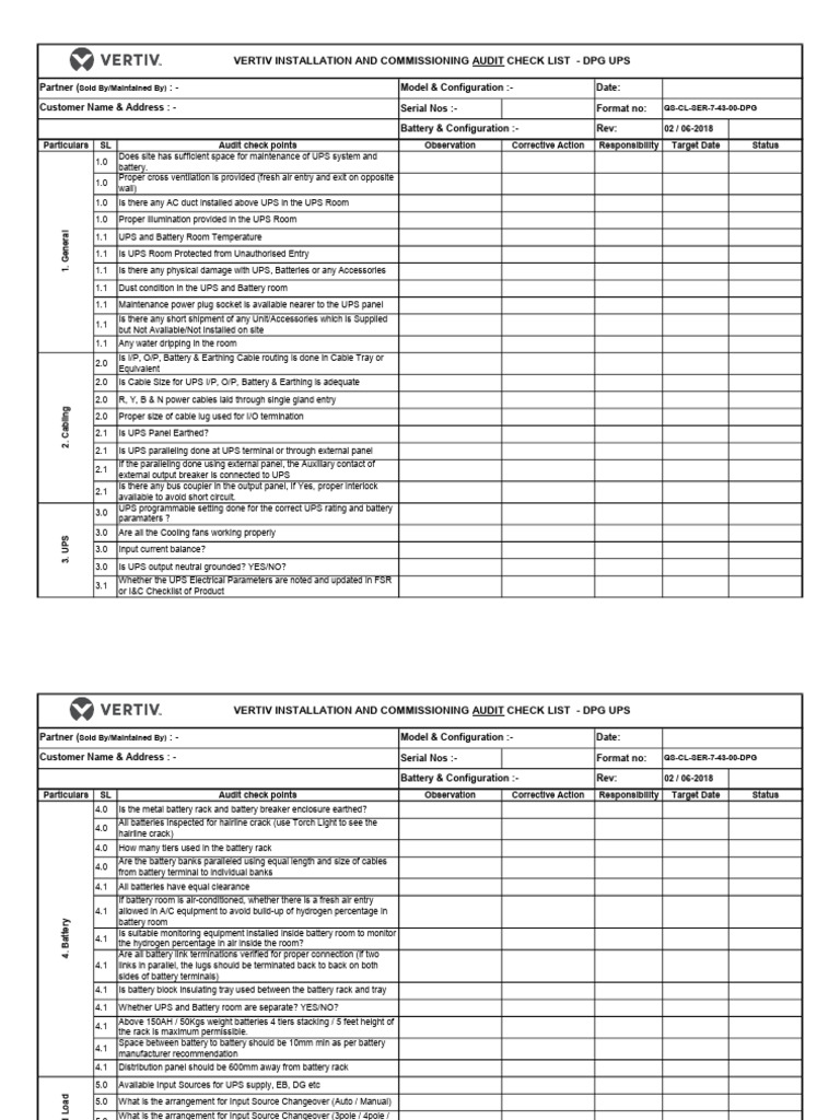 6-40 KVA - Installation Checklist | PDF | Electricity | Electric Power