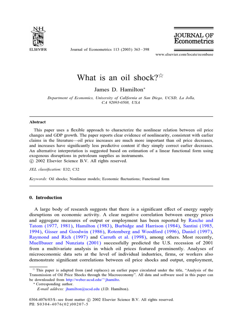 Understanding Oil Shocks and GDP Impact | PDF | Regression Analysis ...
