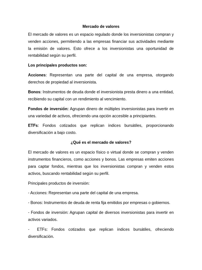 Guía del Mercado de Valores y Finanzas | PDF | Bolsa | Compartir (Finanzas)