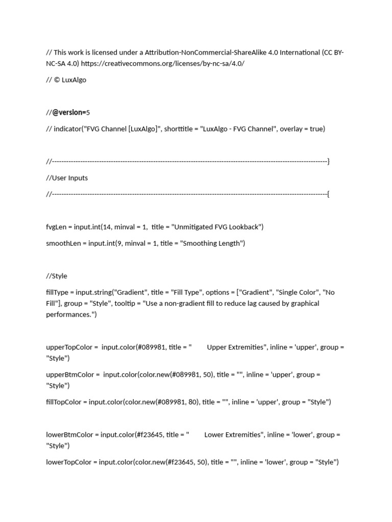 LuxAlgo FVG Channel Indicator Code | PDF | Computer Engineering