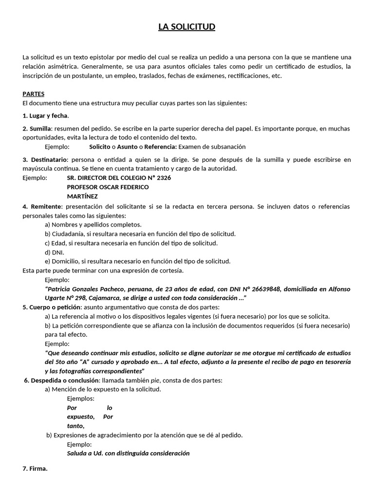 Estructura y Ejemplos de Solicitudes | PDF